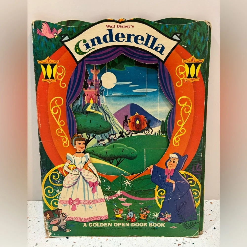 VTG 1965 Walt Disney’s Cinderella Golden Open Door‎ Storybook Miniature Books